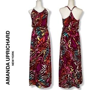 Amanda Uprichard Bright Animal Print Silk Maxi Dress P / XS